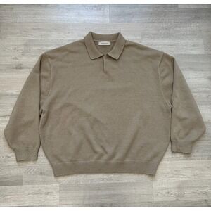 Fear of God Essentials Knit Polo Mens XL Oak Long Sleeve SS22 Sweater